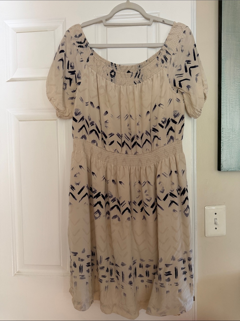 Off white Smocked-Waist Women's Dress